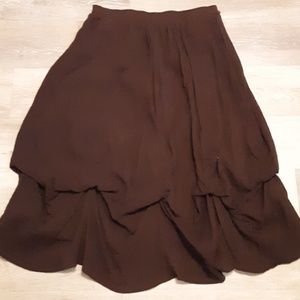 NWOT Scalloped hemmed boho chocolate brown skirt-S